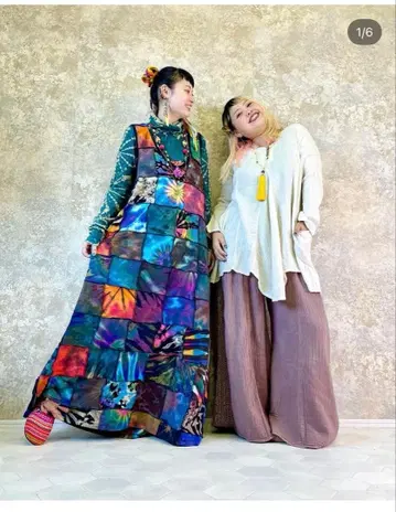 고아 에스닉 동양인 패치워크 맥시 롱 원피스