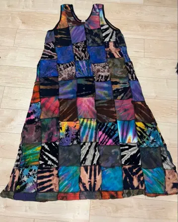 고아 에스닉 동양인 패치워크 맥시 롱 원피스