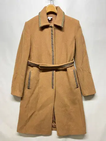 양호 이탈리아제 파올라 프라니 벨트 울 롱 코트 베이지 42