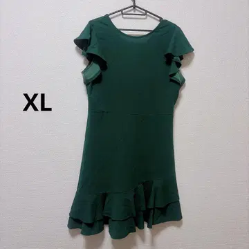프릴 디자인 원피스 [ XL ] 엘레강트 파티 그린