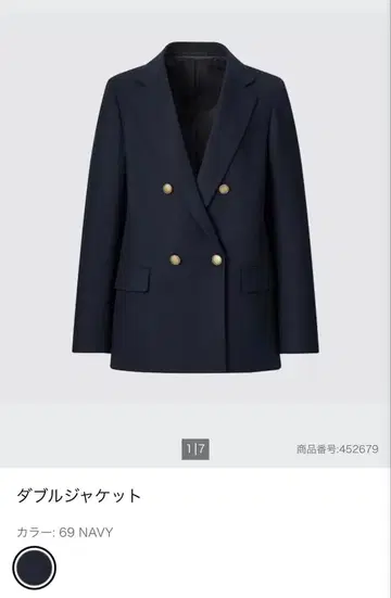 UNIQLO 더블 자켓 M 네이비