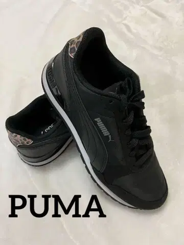 [새상품급] PUMA 스니커즈 블랙 레오파드 무늬 23.5