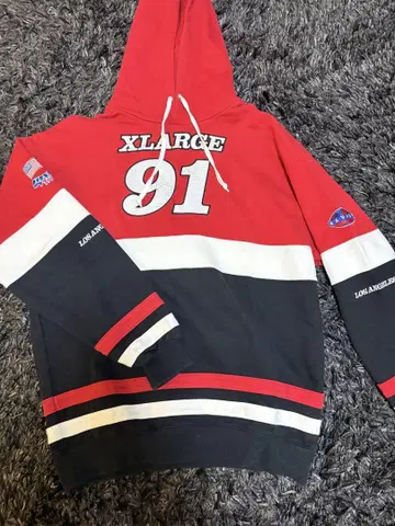 XLARGE 후드티 레드 블랙