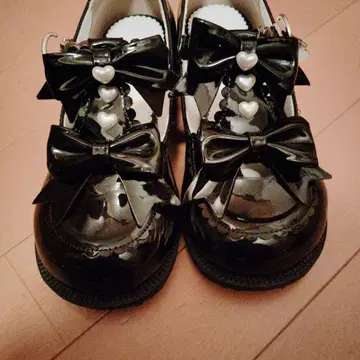 디어마이러브 하트 펄 더블 리본 펌프스