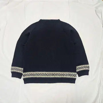 [ vintage ] 80s 페어아일 패턴 핸드메이드 울 니트 네이비
