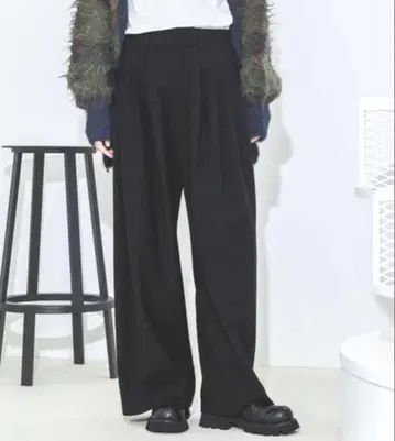 JEANASIS 4턱 하이웨스트 와이드 팬츠 블랙