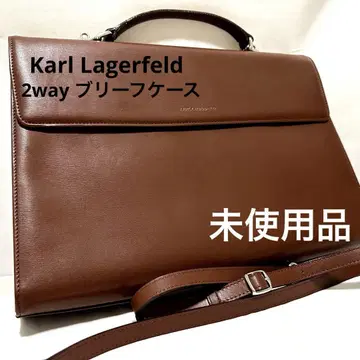 미사용품 Karl Lagerfeld 가죽 2way 브리프 케이스 브라운