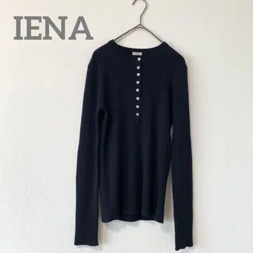 새상품급 이에나 3x3 리브 헨리넥 풀오버 네이비