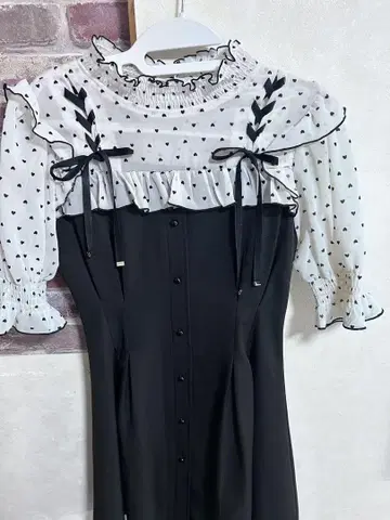 ROJITA 하트 도트 레이스업 반팔 원피스