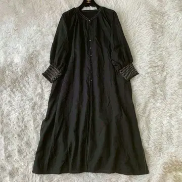 RADIATE 블랙 개더 자수 롱 셔츠 원피스 23ss