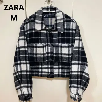 ZARA 크롭 체크 무늬 자켓 M