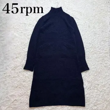 새상품급 45rpm 하이넥 롱 원피스 알파카 울 포켓 부착