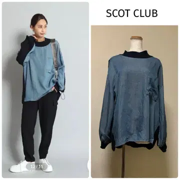 SCOT CLUB * 데님 조 니트 도킹 티셔츠