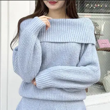 INGNI 오프숄더 니트 블루