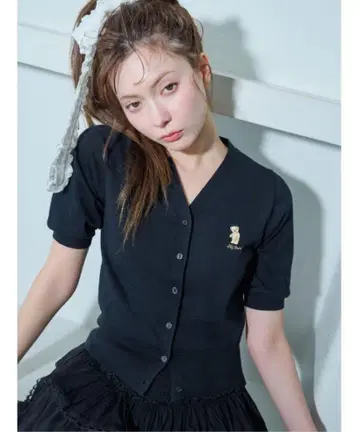 LilyBear 하프 슬리브 가디건 블랙
