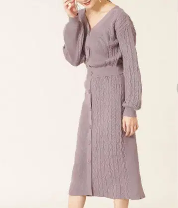 JILL BY JILLSTUART 패턴 믹스 니트 원피스 V넥