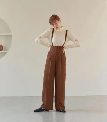 hinari 서스펜더 트위드 팬츠