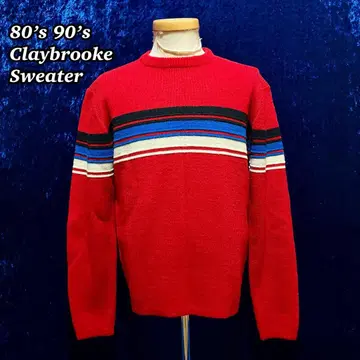 70s 80s Claybrooke 아크릴 보더 스웨터