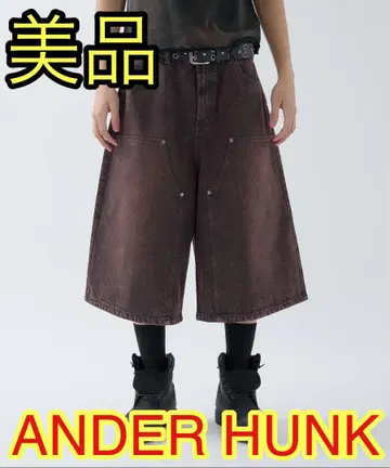 [ 새상품급 ] ANDER HUNK 워시 더블니 배기 쇼츠