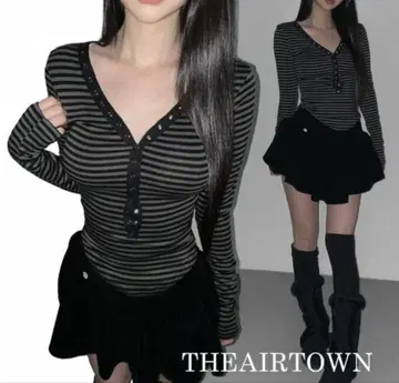 THE AIR TOWN 스트라이프 긴팔 티셔츠