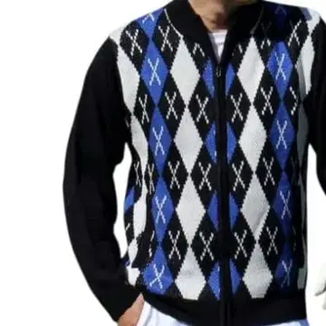 골프웨어 Giorno Seven 남성용 아가일 스웨터 XXL