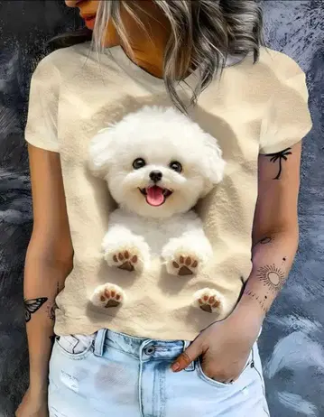 귀여운 강아지 3D 그래픽 티셔츠