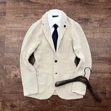 [새상품급] LARDINI 캐시미어 100% 아이보리 니트 자켓 M 상당