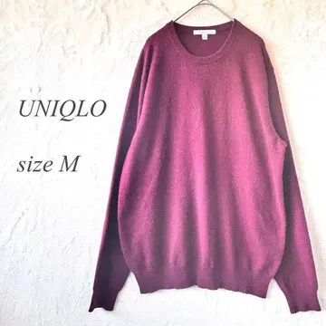 UNIQLO 캐시미어 쿨넥 스웨터 M 와인 레드 무지 1081