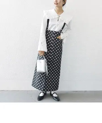 새상품 SHIPS any: 도트 자카드 서스펜더 스커트 S 36