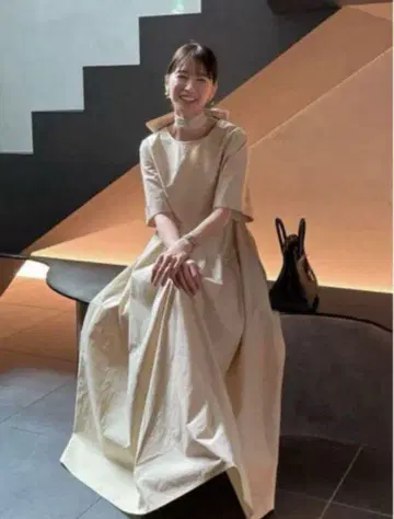 CLANE 와이드 벨트 맥시 원피스