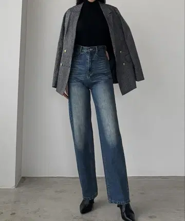 Louere 하이웨스트 스트레이트 데님 라이트 블루 L 사이즈