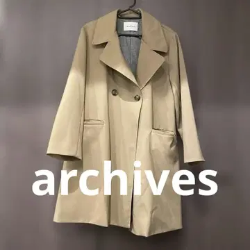 archives 베이지 더블 버튼 롱 코트