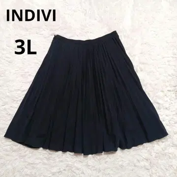 빅 사이즈 INDIVI 플레어 스커트 플리츠 네이비 3L