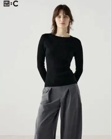 미사용 새상품 UNIQLO 3D 메리노 블렌드 리브 스웨터 블랙