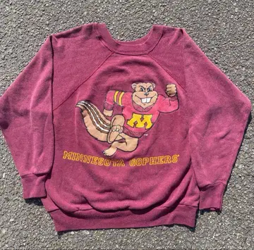 80s Minnesota 맨투맨 미네소타 골든 고퍼스 트레이닝복 크림슨