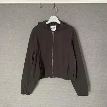 택 포함 새상품 ZARA 자라 후드 부착 자켓 XS 그레이 크롭 기장