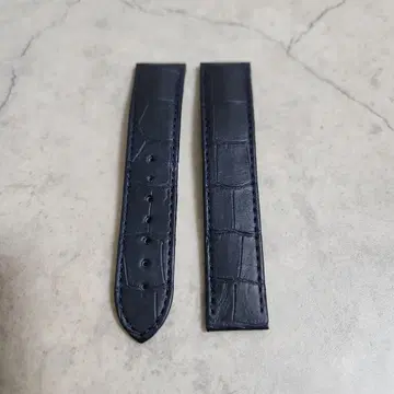 OMEGA 다크 블루 가죽 스트랩 20mm