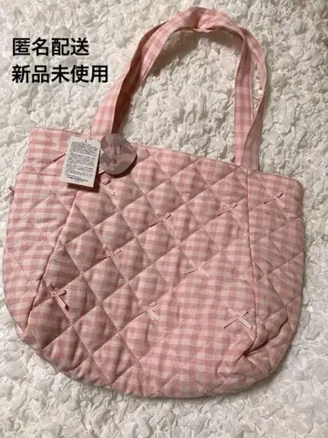 m petit 핑크 체크 무늬 토트백