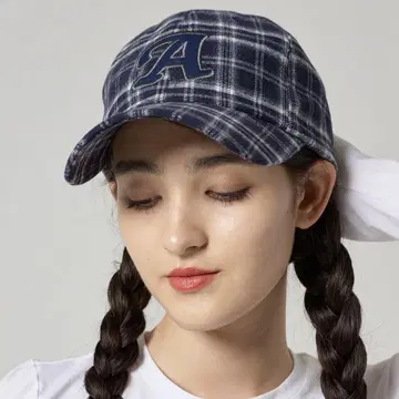 Tina:Jojun 네이비 체크 무늬 캡