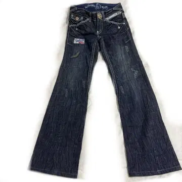 y2k RIOBERA 로우라이즈 데님 플레어 팬츠