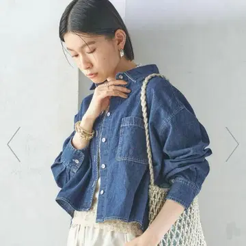 [ 미사용 새상품 ] 쉽스 숏 기장 데님 셔츠