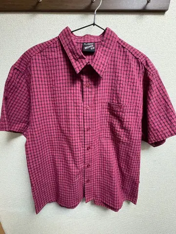 BELVET 빨간색 체크 반팔 셔츠