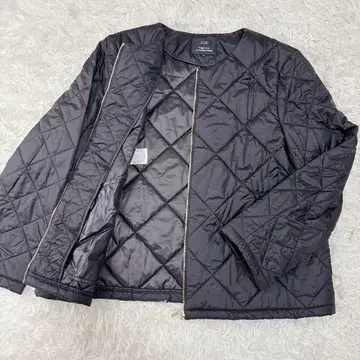 [ 빅 사이즈 ] 23구 노카라 퀼팅 타프타 숏코트 블랙 46