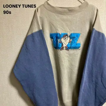 90s 루니툰 태즈매니안 데빌 맨투맨 자수 와펜