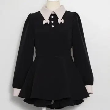 pium 리본 칼라 긴팔 셋업 블랙
