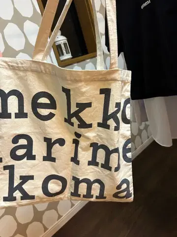 marimekko 아이보리 코튼 토트백