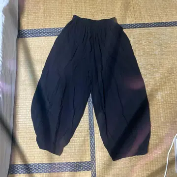 블랙 와이드 팬츠 허리밴딩