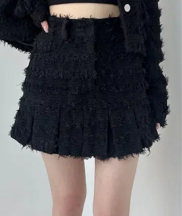 프린지 자카드 미니 스커트