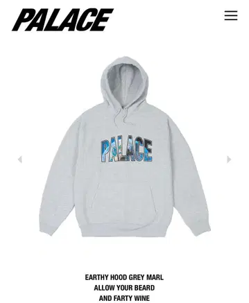 PALACE EARTHY HOOD GREY MARL 후드티 M 사이즈