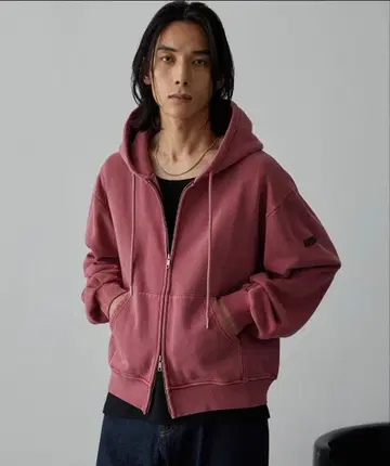 핑크 풀 집업 후드티